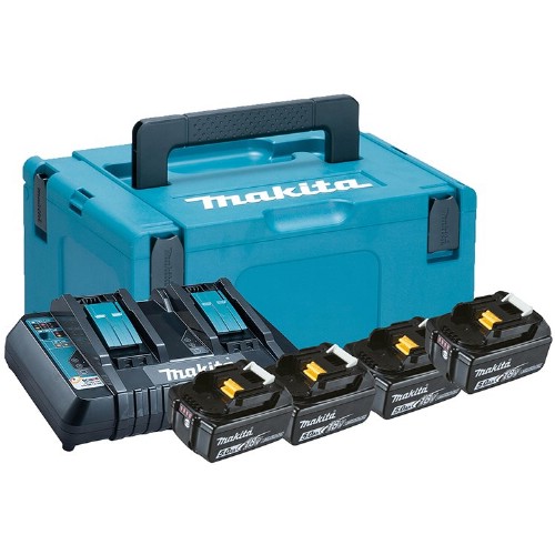 Lader og batteripakke MAKITA 4x18 V 5,0 Ah Li-Ion